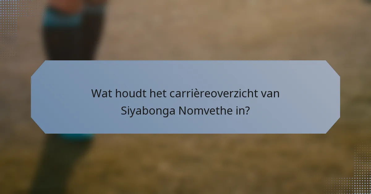 Wat houdt het carrièreoverzicht van Siyabonga Nomvethe in?